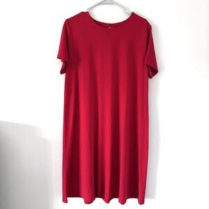 J Jill Womens Size( L )Wearever‎ Collection T Shirt Dress Red Pleated Comfort